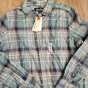North River Outfitters Womens 100% Cotton Plaid Long Sleeve Shirt Blue Small NWT